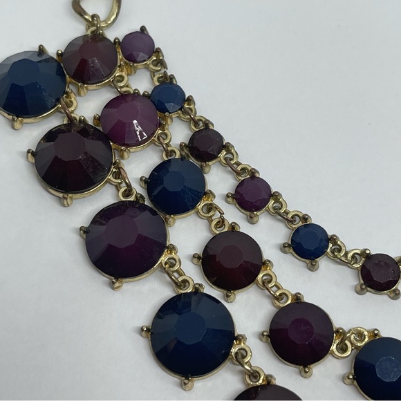 3 tier bold navy and burgundy necklace - Picture 7 of 8